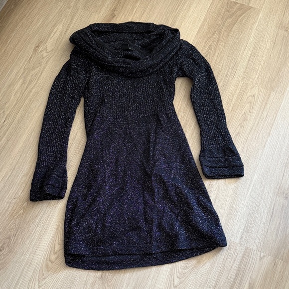 White House Black Market Dresses & Skirts - White House Black Market Shimmering Black Cowl Neck Dress